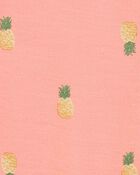 Baby Girl Pineapple Print 2-Way Zip PurelySoft Convertible Foot Sleeper Pyjamas - Coral, image 4 of 7 slides
