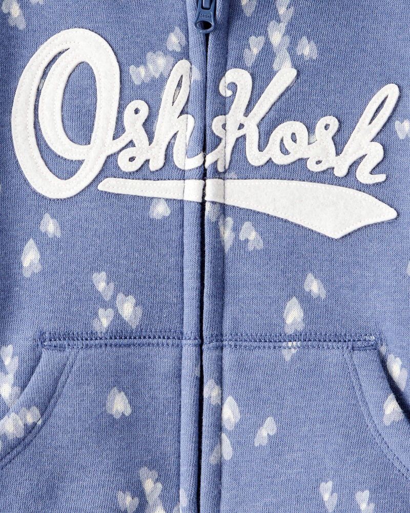 Bébé Blouson à capuchon en jersey bouclette à cœurs - Bleu, image 3 sur 4 diapositives