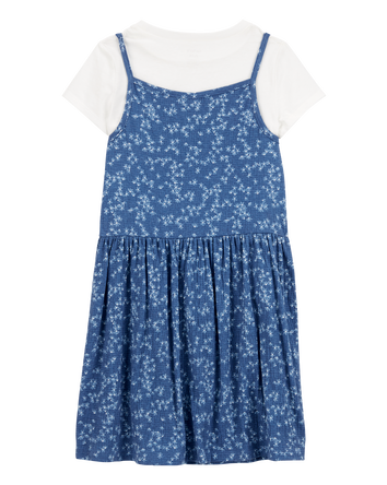 Kid 2-Piece Tee & Floral Dress Set - Blue/White, 