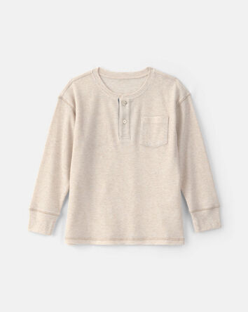 Gar&ccedil;ons - T-shirt henley manches longues isotherme &ndash; Cr&egrave;me, 
