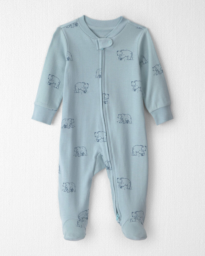 Baby Organic Cotton Sleeper in Blue Bears, image 1 of 5 slides