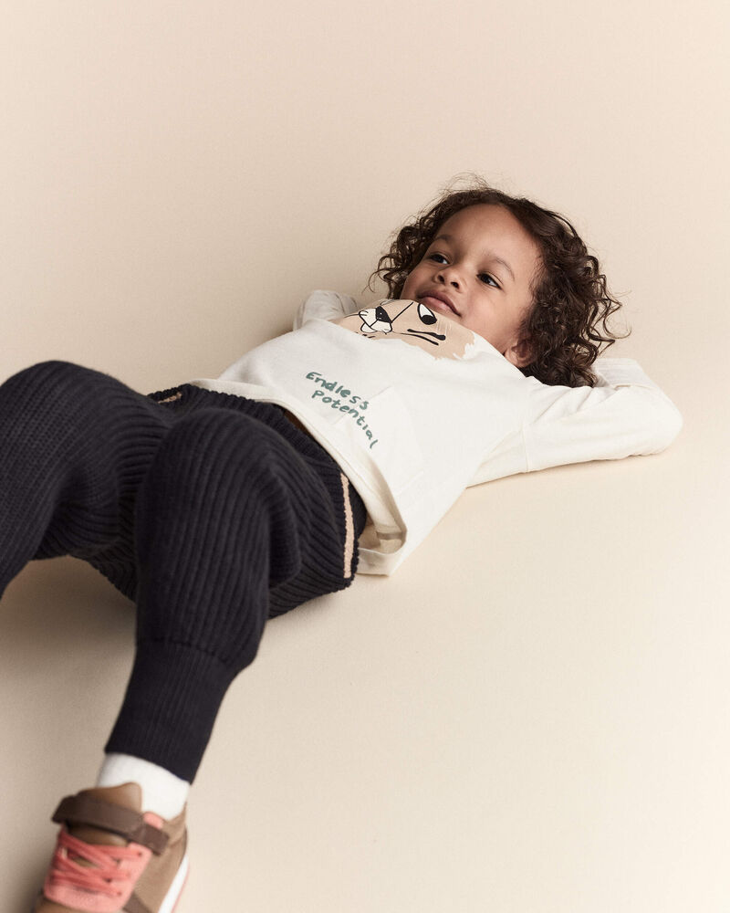 Toddler Endless Potential Tiger Long-Sleeve Pocket Graphic Tee - Cream, image 4 of 7 slides
