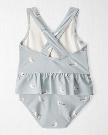 Baby Recycled Seagull-Print Ruffle Swimsuit, 