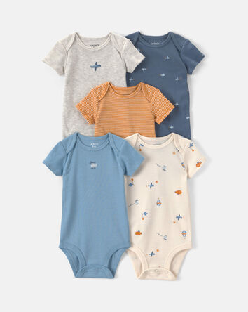 Baby Boy 5-Pack Airplane Multipack Bodysuits, 