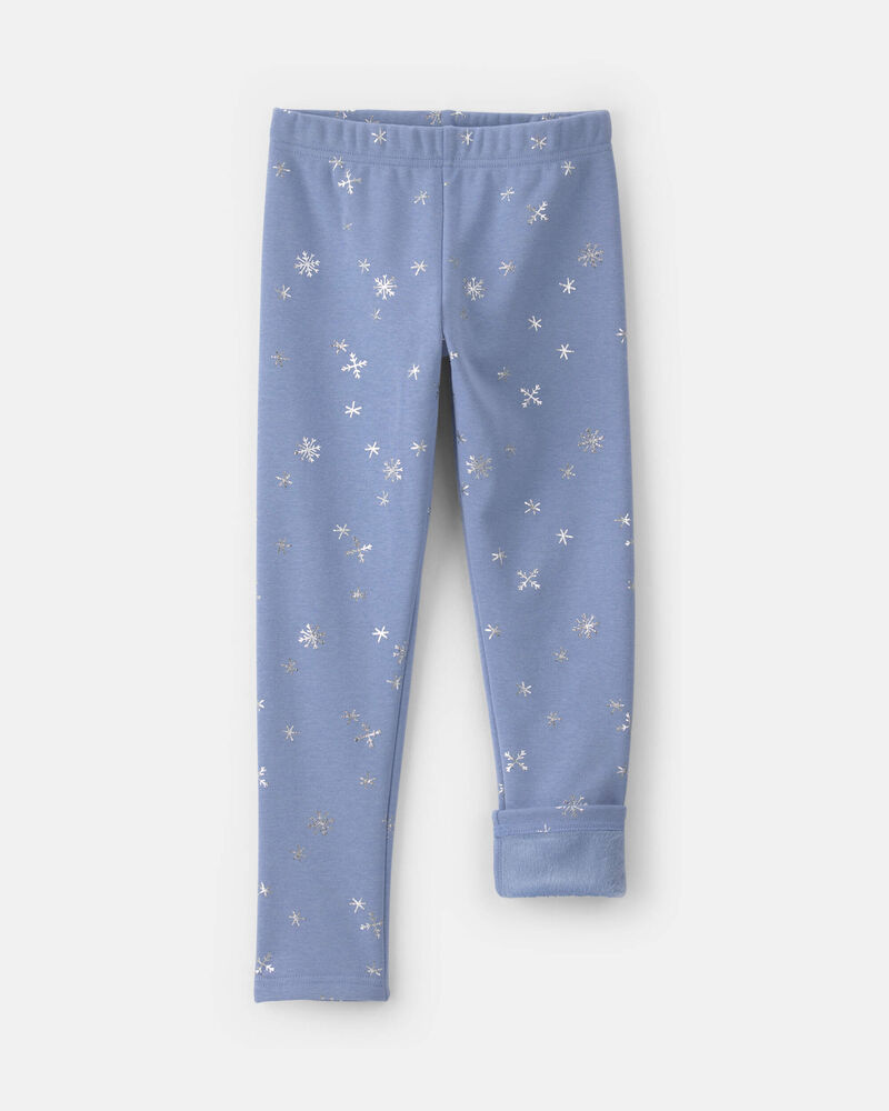 Filles - Legging extensible en molleton &agrave; motif flocon de neige &ndash; Bleu/Blanc, image 3 sur 4 diapositives