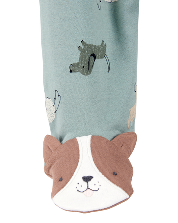 Dog Print 2-Way Zip Cotton Sleeper, 