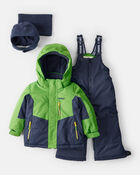 Toddler Boy 2-Piece Taslan Colorblock Snowsuit Set - Green, image 1 of 13 slides
