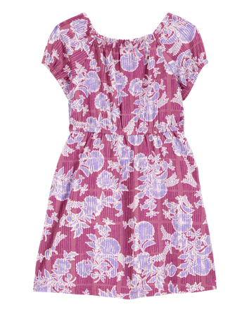 Toddler Smocked Floral Print Dress - Pink, 