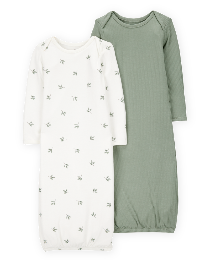 Bébé - Emballage de 2 robes de nuit PurelySoft - Vert, image 1 sur 7 diapositives