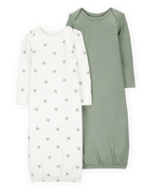 Bébé - Emballage de 2 robes de nuit PurelySoft - Vert, image 1 sur 7 diapositives