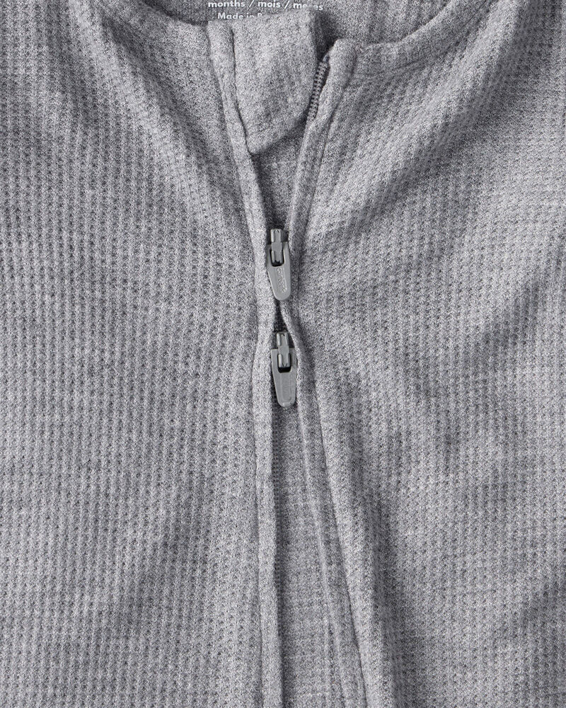 Baby Boy Solid PurelySoft Long-Sleeve 2-Way Zip Sleeper - Grey, image 5 of 8 slides