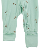 Bébé garçon - Grenouillère PurelySoft à fermeture à glissière à 2 sens à poignets et pieds rabattables imprimé de palmier - Menthe, image 3 sur 7 diapositives