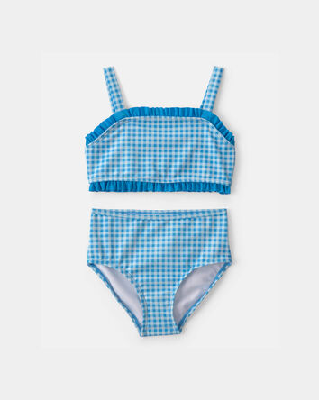 Girls 2-Piece Gingham Tankini Set - Blue, 