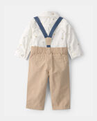 Baby Boy 2-Piece Bunny Bodysuit & Suspender Pant Set - Cream/Khaki, image 2 of 6 slides