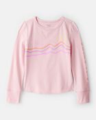 Girls Active Rib Long-Sleeve Top - Pink, image 1 of 4 slides