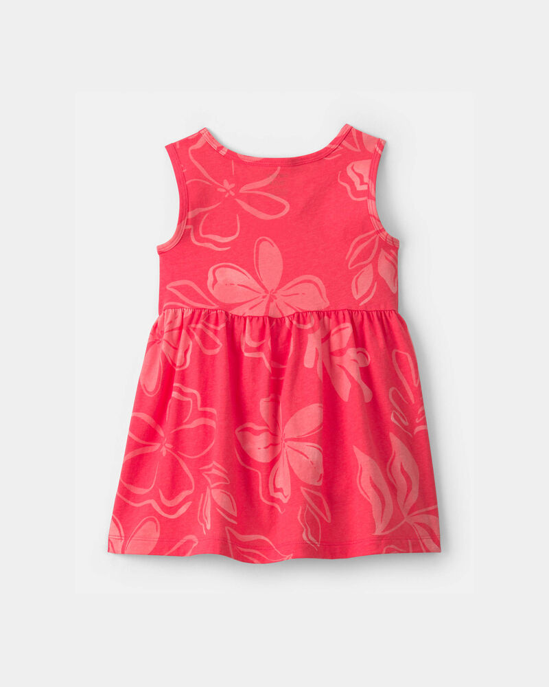 Toddler Girl Tropical Floral Sleeveless Dress - Coral, image 2 of 4 slides