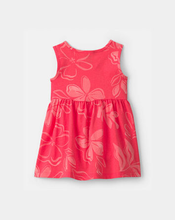 Toddler Girl Tropical Floral Sleeveless Dress - Coral, 