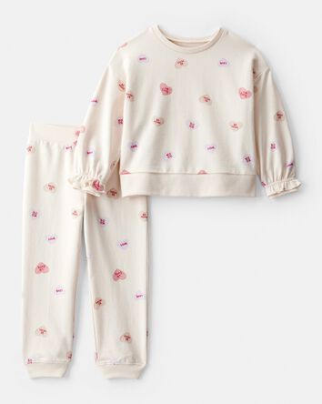 Tout-petit fille - Ensemble chandail et pantalon en jersey bouclette avec c&oelig;ur en bonbon DayDream&nbsp;&ndash; Cr&egrave;me, 