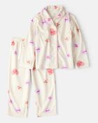 Toddler Girl Candy Hearts Fleece Loose Fit 2-Piece Pyjamas - Ivory, image 1 of 3 slides