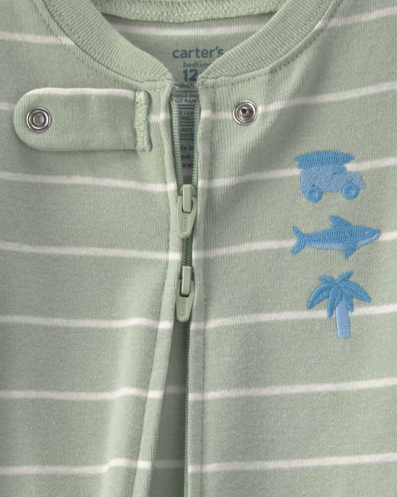 B&eacute;b&eacute; - Pyjama 1 pi&egrave;ce en 100 % coton &agrave; th&egrave;me plage - Vert, image 2 sur 3 diapositives
