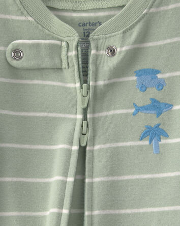 B&eacute;b&eacute; - Pyjama 1 pi&egrave;ce en 100 % coton &agrave; th&egrave;me plage - Vert, 