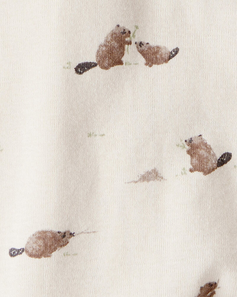 Bébé - Grenouillère en coton biologique à imprimé de castor, image 3 sur 5 diapositives