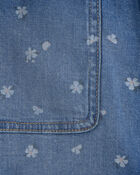 Girls Floral Denim Utility Skirt - Dark Wash, image 3 of 4 slides