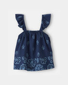 B&eacute;b&eacute; fille - D&eacute;bardeur &agrave; &eacute;paules volant&eacute;es &agrave; motif floral - Bleu marine, image 1 sur 2 diapositives
