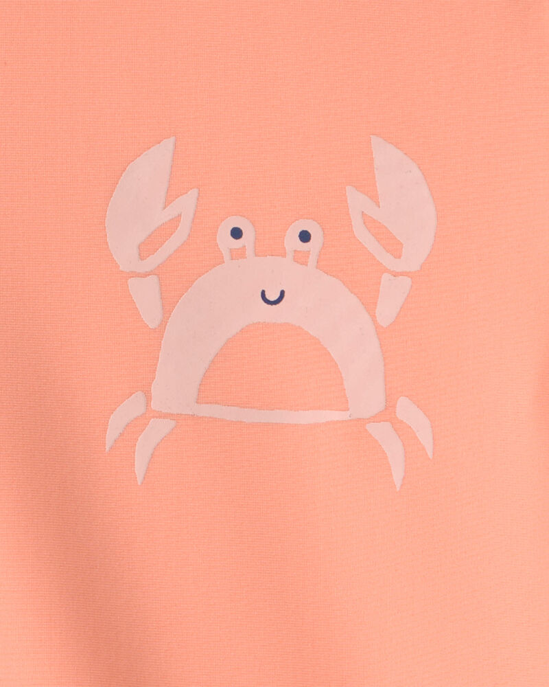 Ensemble 2 pi&egrave;ces haut dermoprotecteur &agrave; motif crabe et short maillot de bain pour tout-petit - Orange, image 4 sur 7 diapositives