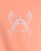Ensemble 2 pi&egrave;ces haut dermoprotecteur &agrave; motif crabe et short maillot de bain pour tout-petit - Orange, image 4 sur 7 diapositives