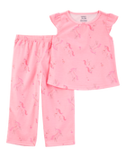 Toddler Unicorn Print Loose Fit 2-Piece Pyjamas - Pink, image 1 of 3 slides