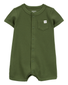 Baby Boy Waffle Knit Short-Sleeve Romper - Green, image 1 of 3 slides
