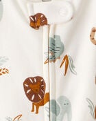 Baby Animal Print 2-Way Zip Cotton Sleeper, image 3 of 6 slides