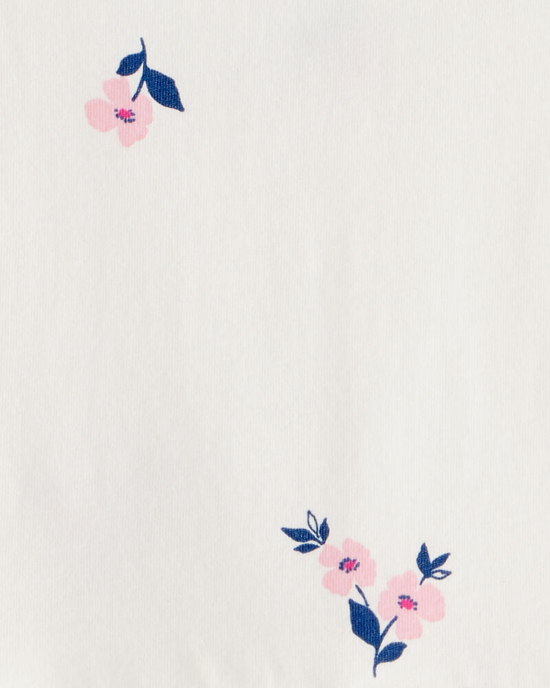 Girls Floral Long-Sleeve Peplum Top - Ivory, image 2 of 3 slides