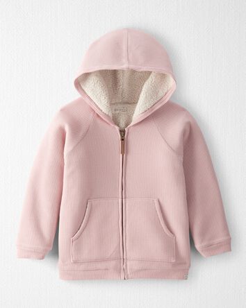 Girls Waffle Knit Hooded Jacket Made with Organic Cotton, 