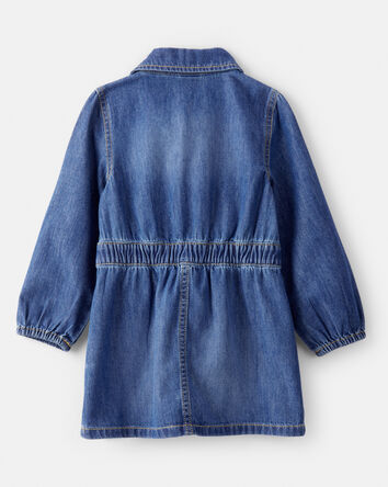 Toddler Girl Cotton Long-Sleeve Dress - Blue, 