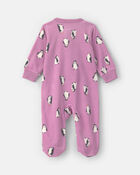 B&eacute;b&eacute; fille - Grenouill&egrave;re en molleton &agrave; fermeture &agrave; glissi&egrave;re double sens et motif manchot - Mauve, image 4 sur 5 diapositives