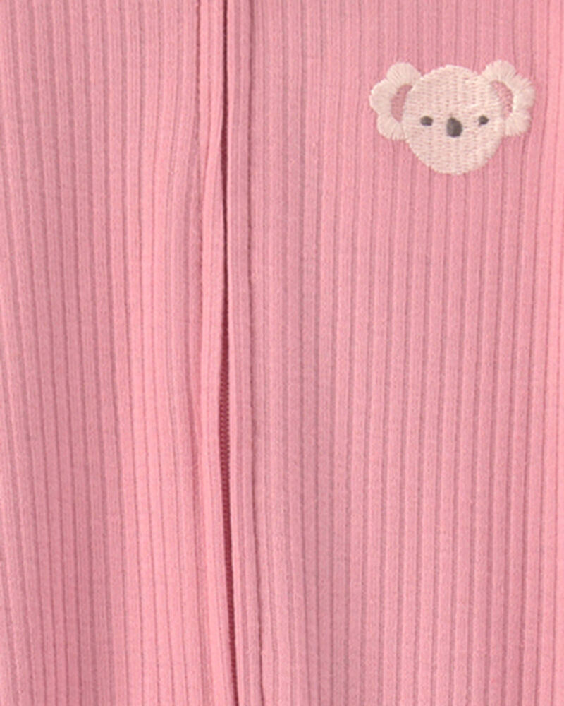 Baby Girl Koala 2-Way Zip Snug Fit Sleeper - Pink, image 3 of 5 slides