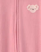 Baby Girl Koala 2-Way Zip Snug Fit Sleeper - Pink, image 3 of 5 slides
