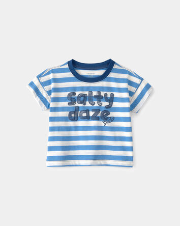 Baby Boy 'Salty Daze' Striped Graphic Tee - Blue/Ivory, 