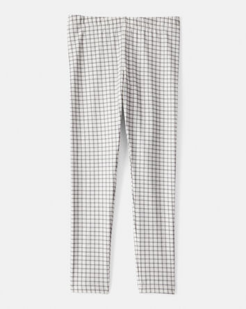 Filles - Legging extensible à enfiler en coton à motif écossais – Gris, 