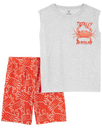 Pyjama 2 pièces de coupe ample à motif de crabe, 
