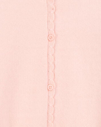 Kid Wave Trim Cardigan Sweater - Pink, 