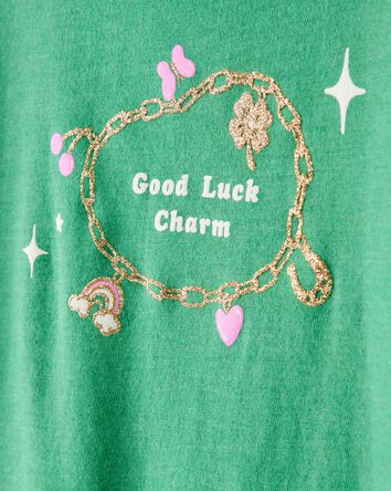 Filles - T-shirt &agrave; manches longues &agrave; imprim&eacute; de tr&egrave;fle de la Saint-Patrick - Vert, 