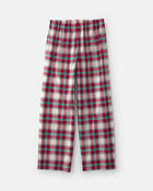 Adult Christmas Plaid Fleece Loose Fit Pyjama Bottoms - Red/Green, image 2 of 4 slides