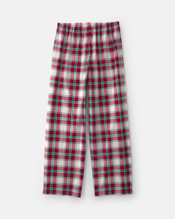 Adult Christmas Plaid Fleece Loose Fit Pyjama Bottoms - Red/Green, 