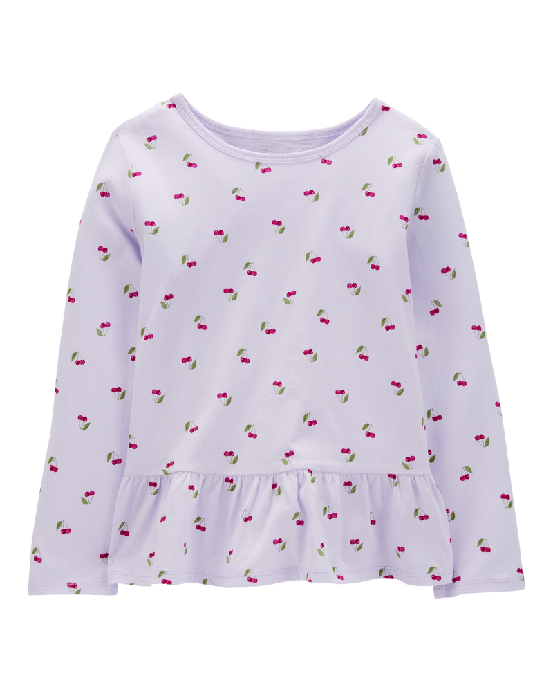 Kid Cherry Print Peplum Top, image 1 of 3 slides