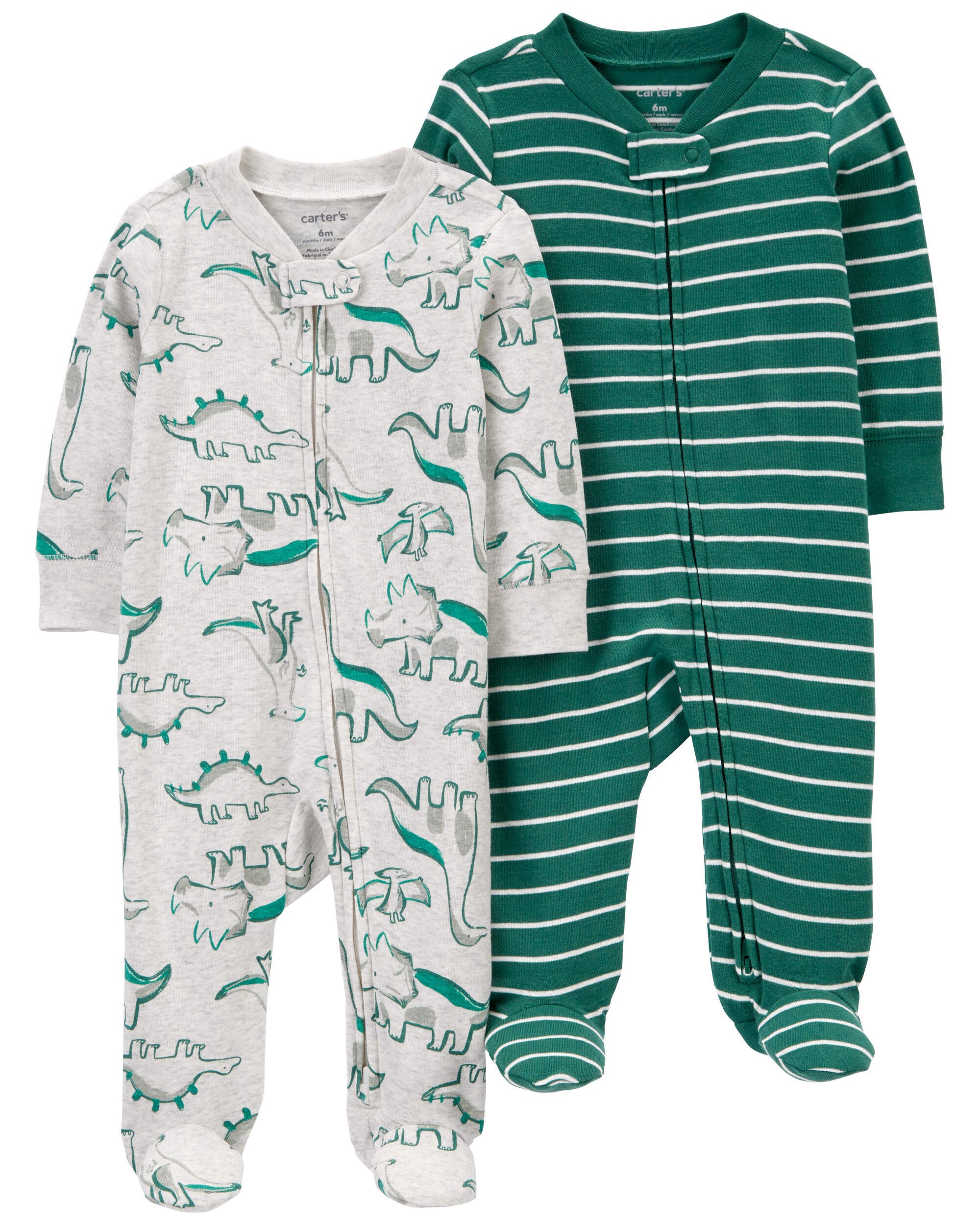 Green Grey Baby 2 Pack 2 Way Zip Sleepers Carter s Oshkosh Canada