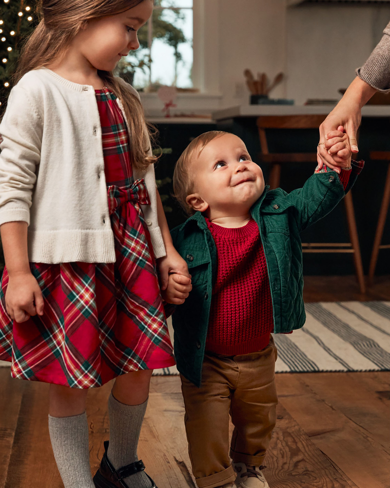 Toddler Plaid Sateen Holiday Dress, image 5 of 6 slides