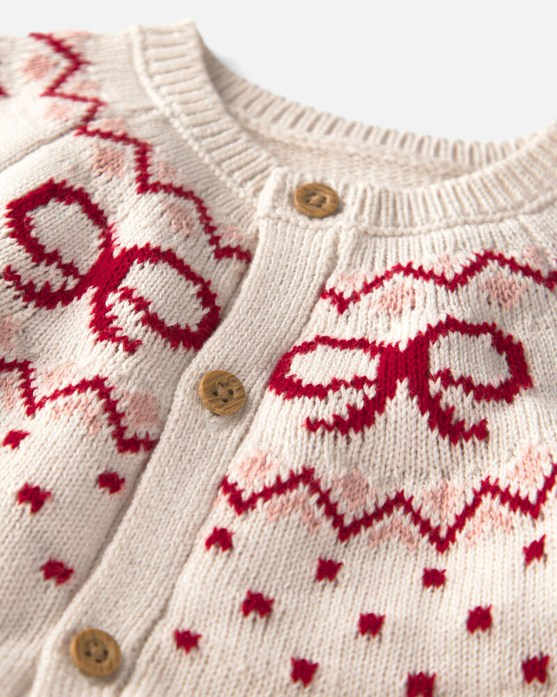 B&eacute;b&eacute; fille - Combinaison en tricot de coton biologique motif jacquard, image 3 sur 4 diapositives